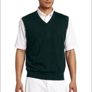 NWT Fairway & Greene Italian Merino Wool Classic Sweater Vest VNeck Bottle Green